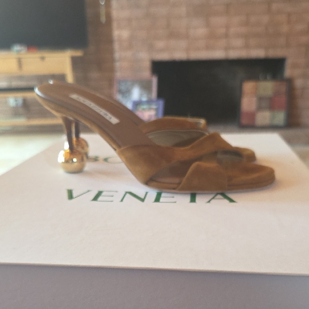 Aquazzura Tan Heels with Gold Accents